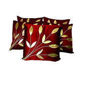 Maroon Cushion Covers With Golden Print (Set of 5)